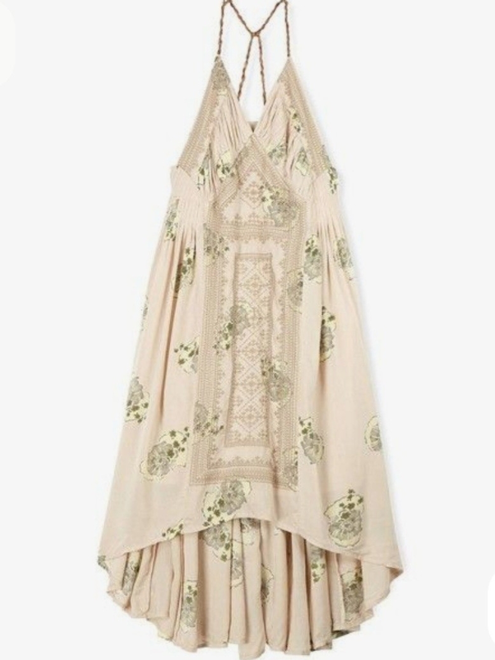 Free People Beige Floral Backless Dress